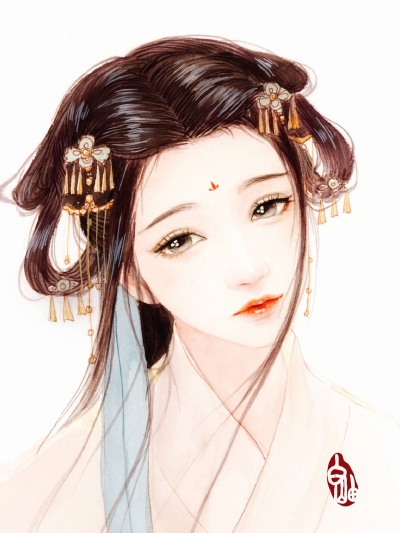 芙蓉不及美人妆，水殿风来珠翠香。 ​​​
画师：_白岫