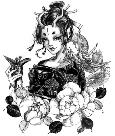 古风少女黑白