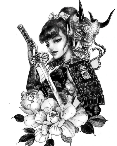 古风少女黑白