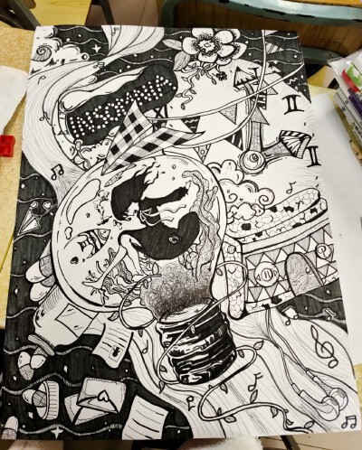 线描 黑白画