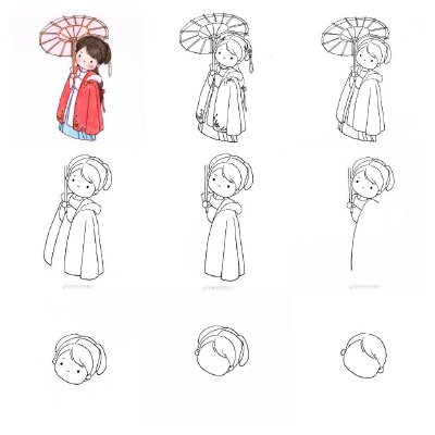 汉服可爱人像简笔画步骤