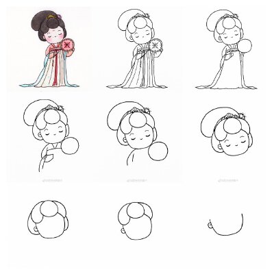 汉服可爱人像简笔画步骤