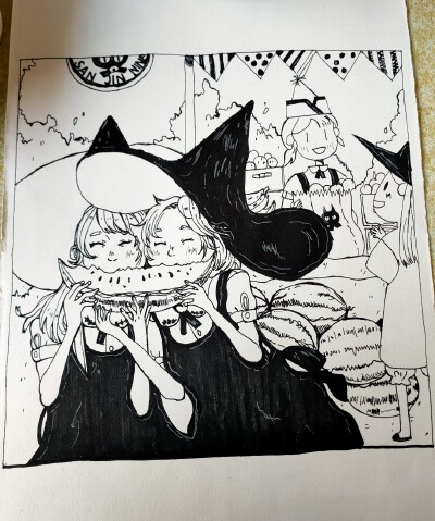 线描 黑白画