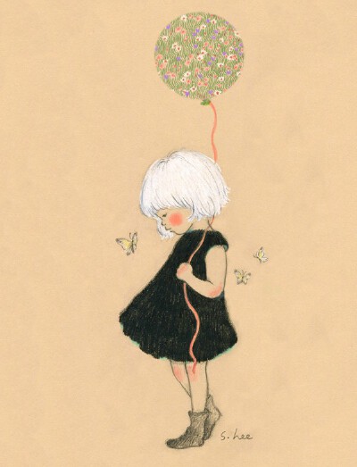 少女 清新插画 画师초록담쟁이作品