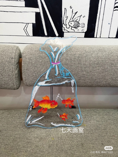 pvc透明膜+丙烯马克笔 创意儿童画
