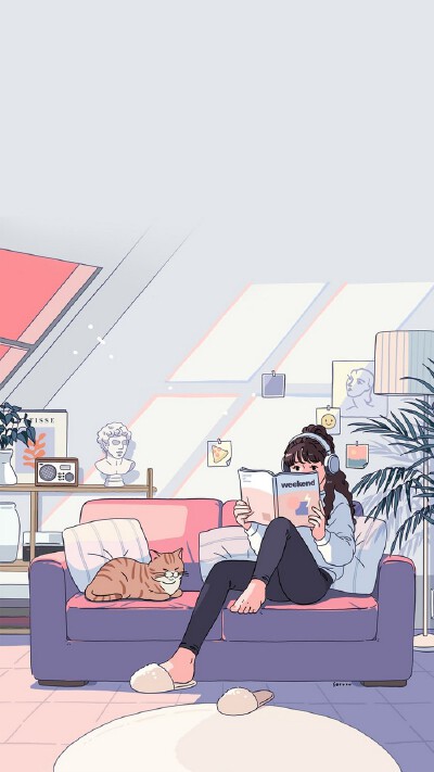 一人一猫的宁静时光 ~ 插画 By_soruru