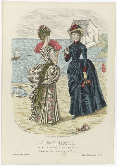 1820-1890年代的夏季，优雅女士去海边游玩时会这样穿 ​​​