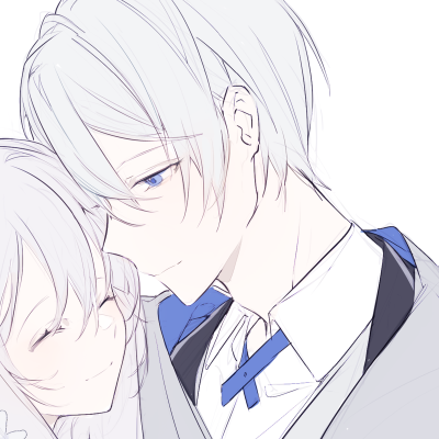 动漫情侣头像◇虎斑自截 图片来源：pixiv