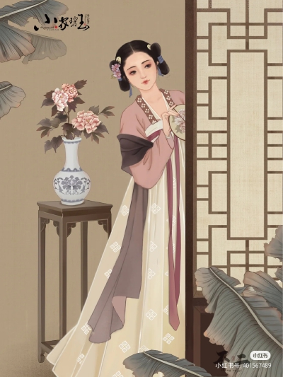 古风人物插画，作者:不二，图片来源于小红书，侵删