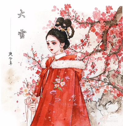 古风人物插画，作者:官官an ，图片来源于小红书或微博，侵删
