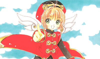 （45）
【出处】Sakura Festival 2000 原创活动商品
【CLAMP评语】因为是有川小姐所设计的挂件上要用的图案，所以服装也是特别设计的。挂件（上的吉祥物）本身就是翅膀的形状，所以在小樱的服装上也加了翅膀。