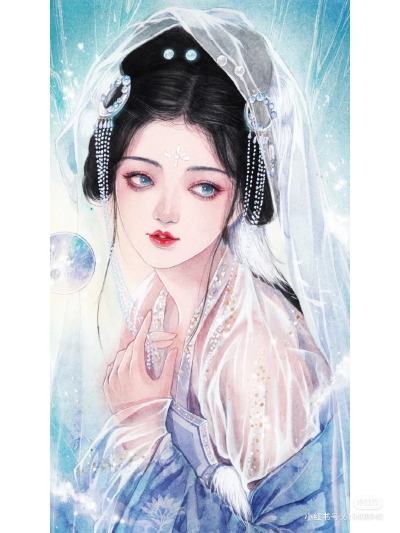 唯美古风人物插画，作者:大花huamama ，图片来源于小红书，侵删