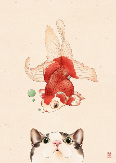 猫咪 插画 Broccoli Cat Art
