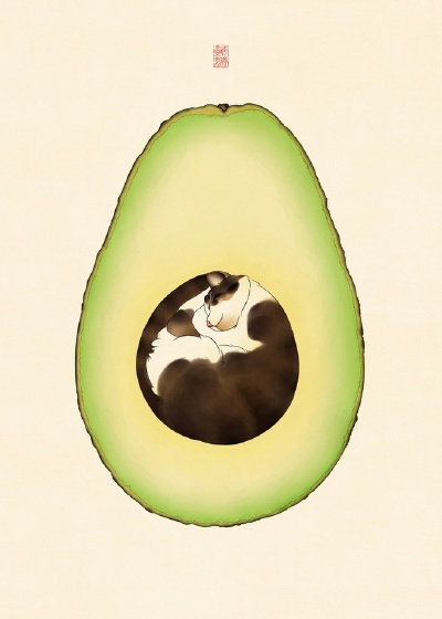 猫咪 插画 Broccoli Cat Art