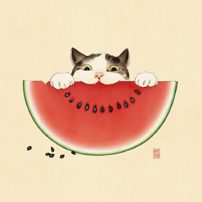 猫咪 插画 Broccoli Cat Art