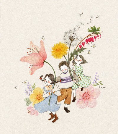 少女 清新 插画 画师초록담쟁이作品
