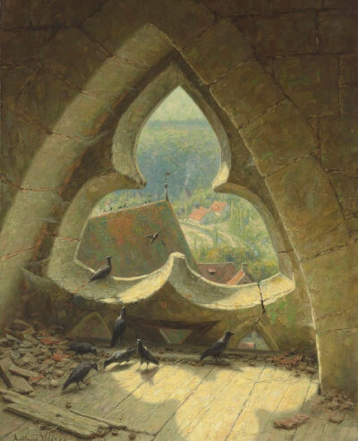 Through the Window (1926)
painted by the British artist Arthur Wasse(1854-1930). ​​​