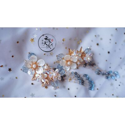 蝶贝珍珠捷克流苏发钗汉服配饰百塔可爱优雅端庄发簪仙气