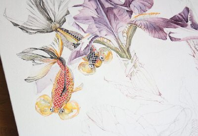 花下游鱼戏， ins：rogojnikova.maria ​​​