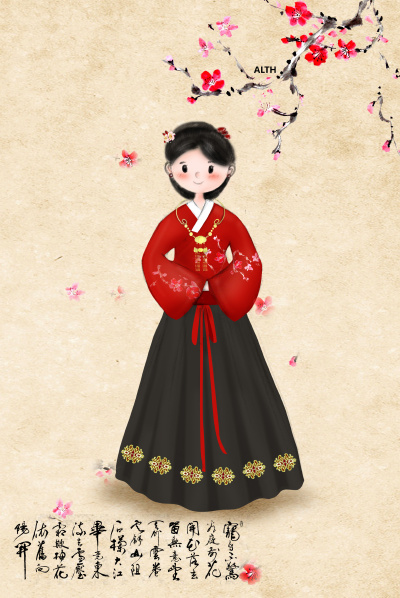 【古风插画】#汉服# 作者：哲哲alth 图源 zcool 