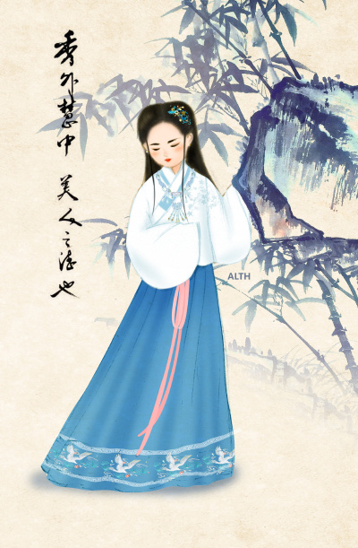 【古风插画】#汉服# 作者：哲哲alth 图源 zcool 