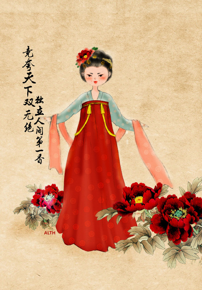 【古风插画】#汉服# 作者：哲哲alth 图源 zcool 