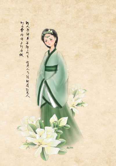 【古风插画】#汉服# 作者：哲哲alth 图源 zcool 