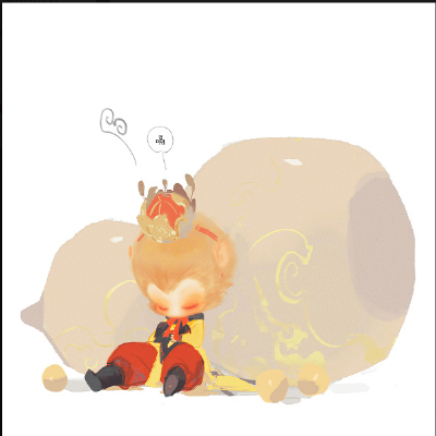 【古风插画】#萌萌的孙大圣# 作者：眠狼 图源LOFTER