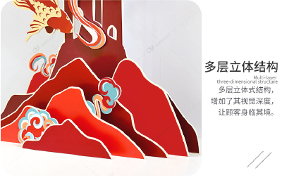 新年场景锦鲤祥云橱窗道具 童装店铺春节中式古风美陈布置