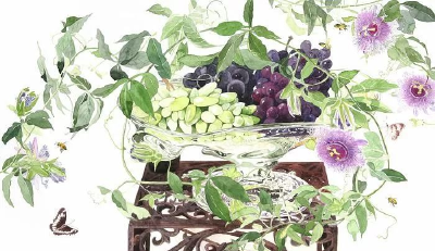 日本柘植彩子AyakoTsuge的花卉静物水彩画作品。