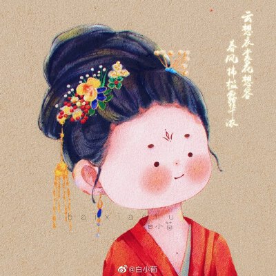 一组超级可爱的手绘萌娃头像｜作者白小茴