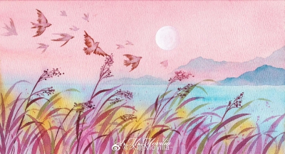 颜彩，水彩书签 插画 画师：沭萌