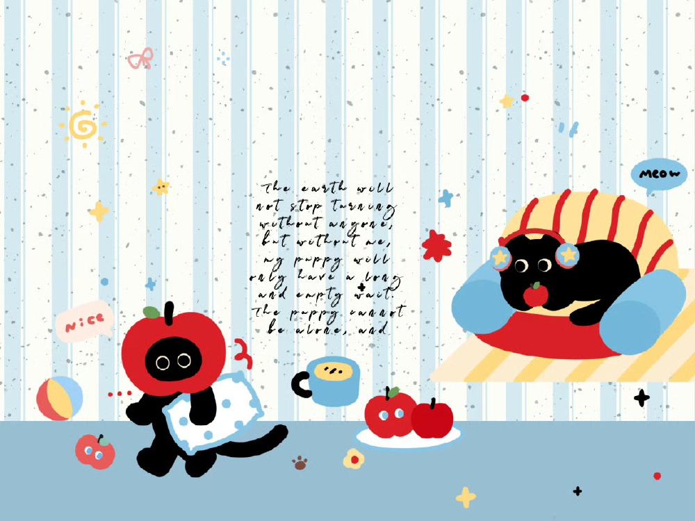 @Honey果酱
ins风红苹果猫iPad壁纸