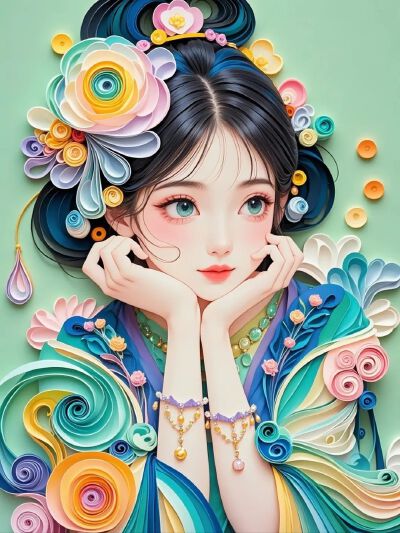 巧笑倩兮，美目盼兮 ~ 少女头像 衍纸设计 纸艺欣赏