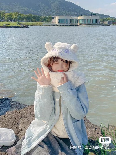 布衣酱原创兔小姐可爱毛绒保暖护耳防寒帽子围巾一体女春季新款