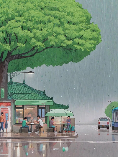 雨天的街角
