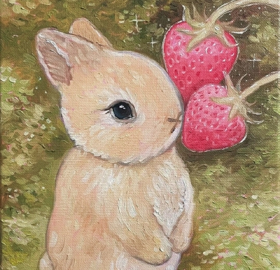自调色 小兔油画风头像