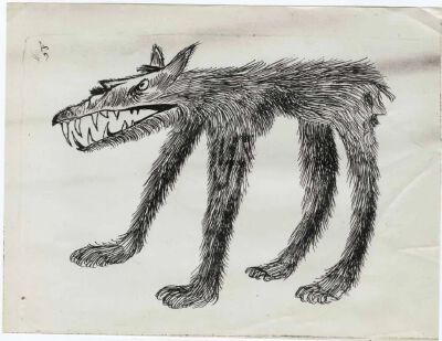 Propaganda drawing (Hitler as a two-faced wolf), 1944