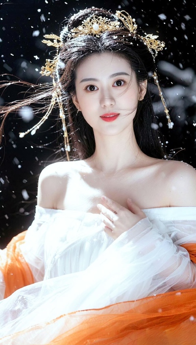 云边仙女夜骖鸾，月下霓裳舞袖宽。
吹彻紫箫风露下，玉容玄发不胜寒。