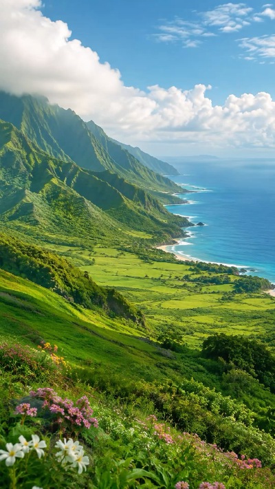藏于大地的浪漫：蓝天、白云、碧波和绿草…