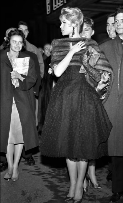 Brigitte Bardot at the premiere of En cas de malheur (Love Is My Profession), Paris, 21 January 1958.