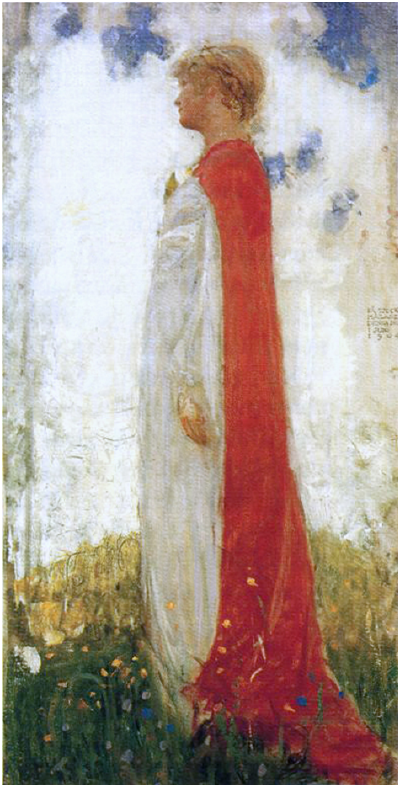▲ 以妻子为模特的《仙女公主》，约翰·鲍尔，1904年