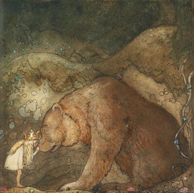 ▲ 《可怜的小巴斯》，1912年，约翰·鲍尔，纸本水彩画