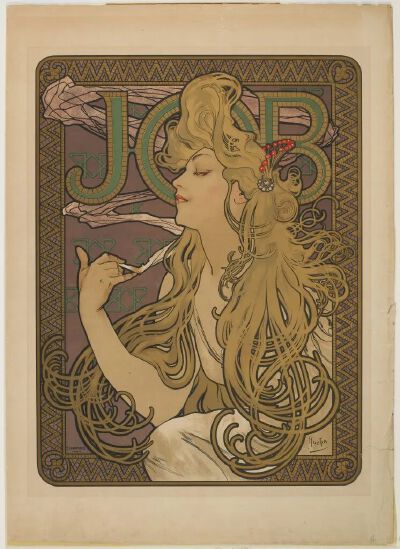 穆夏
JOB
1896，彩色石版印刷，64.77cmx46.36cm
