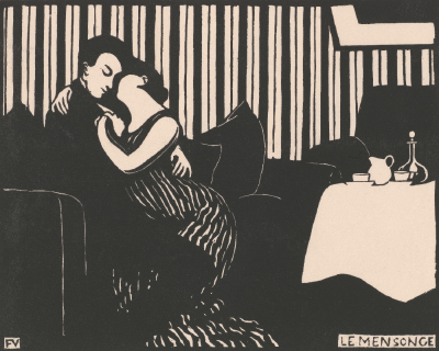 The Lie (Le mensonge) from the series Intimités,1897-1898,Woodcut in black on wove paper,25.4x32.3cm