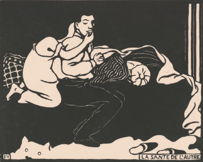 The Health of the Other (La santé de l'autre) from the series Intimités,1897-1898,Woodcut in black on wove paper,25x32.2cm