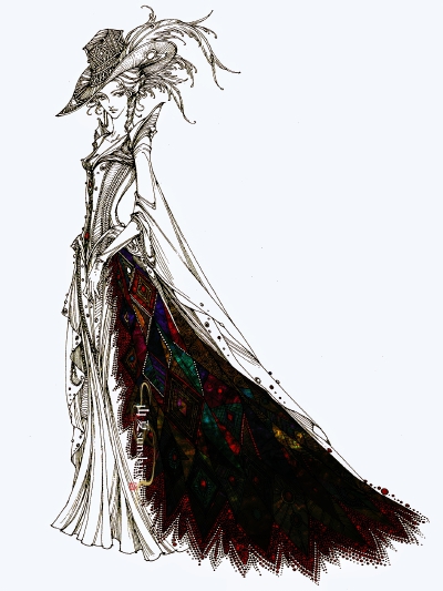 夫人的裙摆
#浪漫主义时期#古典#复古时尚插画#维多利亚风格#服设#浪漫美学