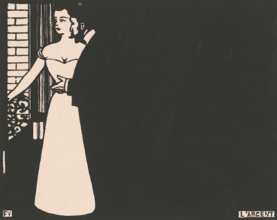 Money (L'argent) from the series Intimités,1897-1898,Woodcut in black on wove paper,24.9x32.2cm