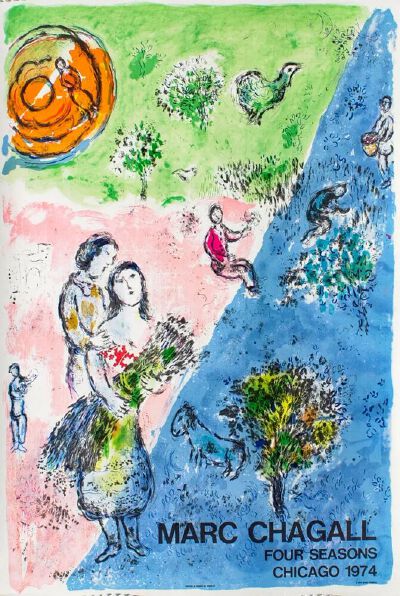 《Four Seasons》马克·夏加尔，1974年，纸上彩色石版画，94 x 63.7 cm