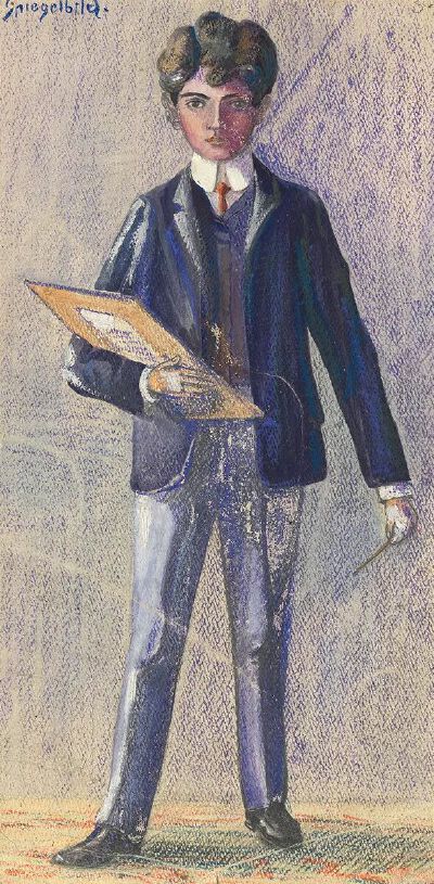 《Spiegelbild》埃贡·席勒，（1906年，蜡笔画）